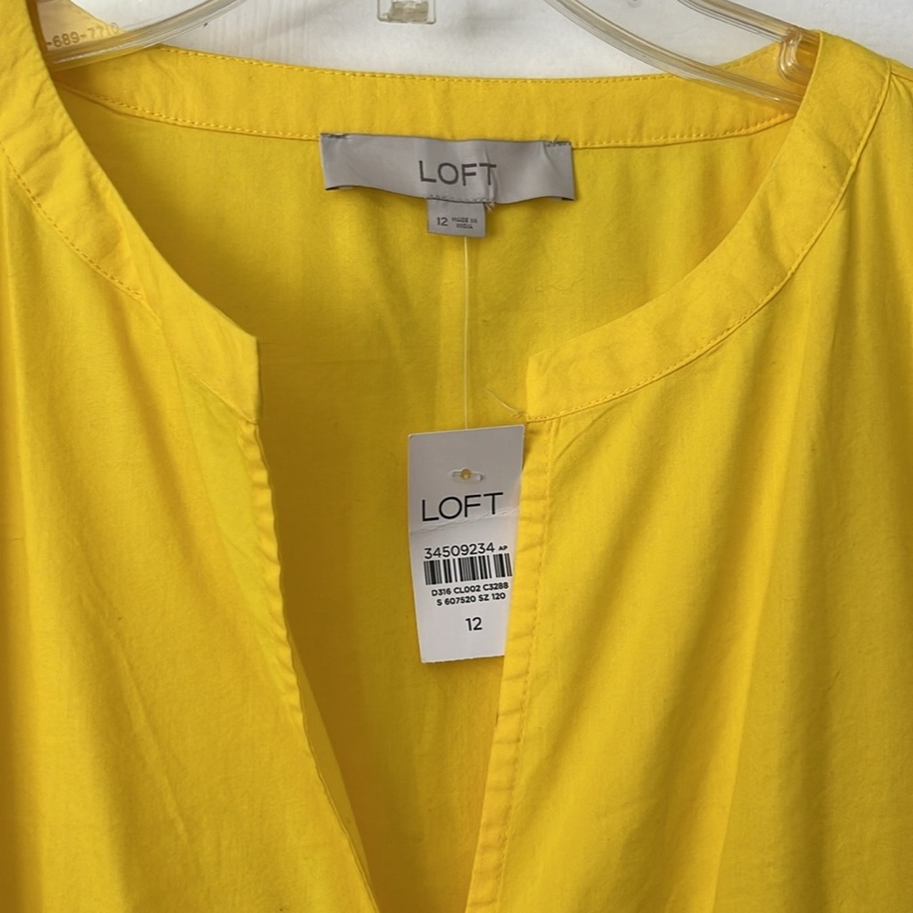 NWT Ann Taylor LOFT yellow tiered cotton poplin dress 10 12 - Picture 4 of 7